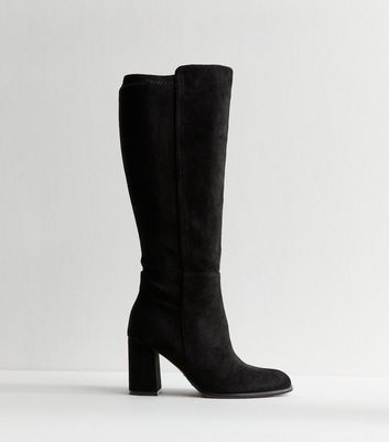 Wide Fit Black Faux Suede Knee High Boots New Look