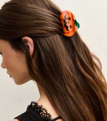 Orange Halloween Pumpkin Hair Clip