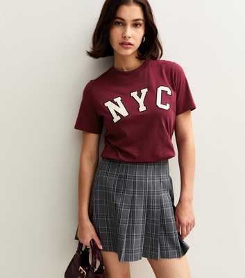 Burgundy NYC Print Relaxed T-shirt