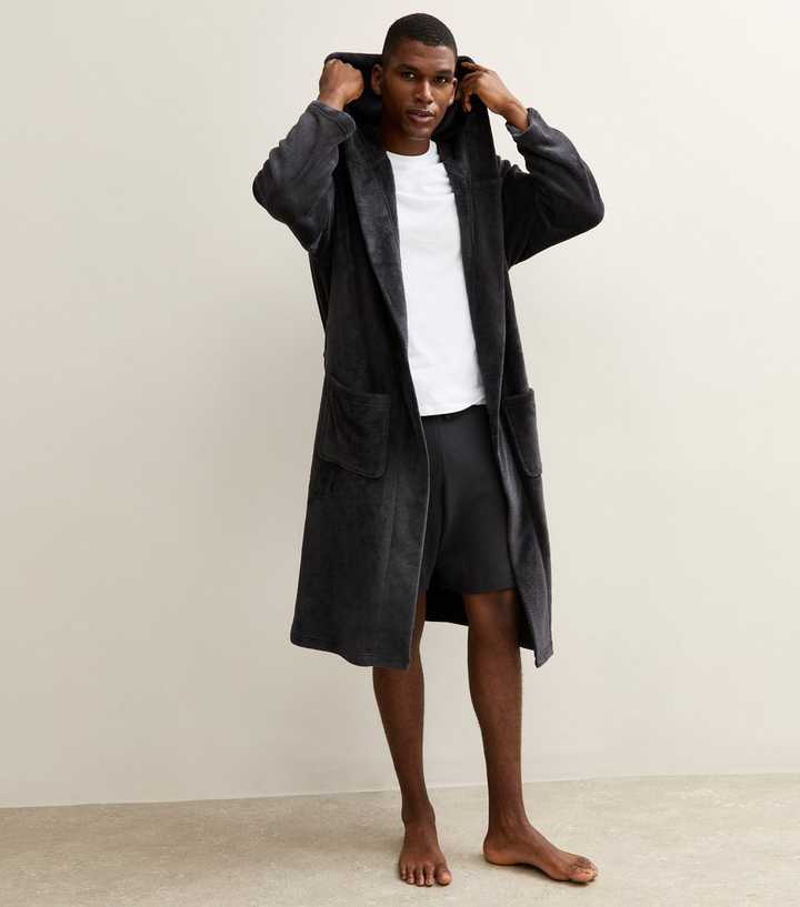 Dark Grey Relaxed Hooded Dressing Gown