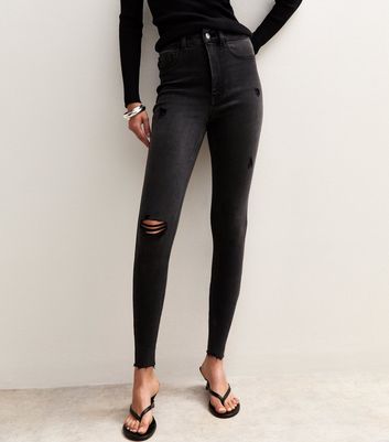 Black Hallie Disco Ripped Skinny Jeans New Look