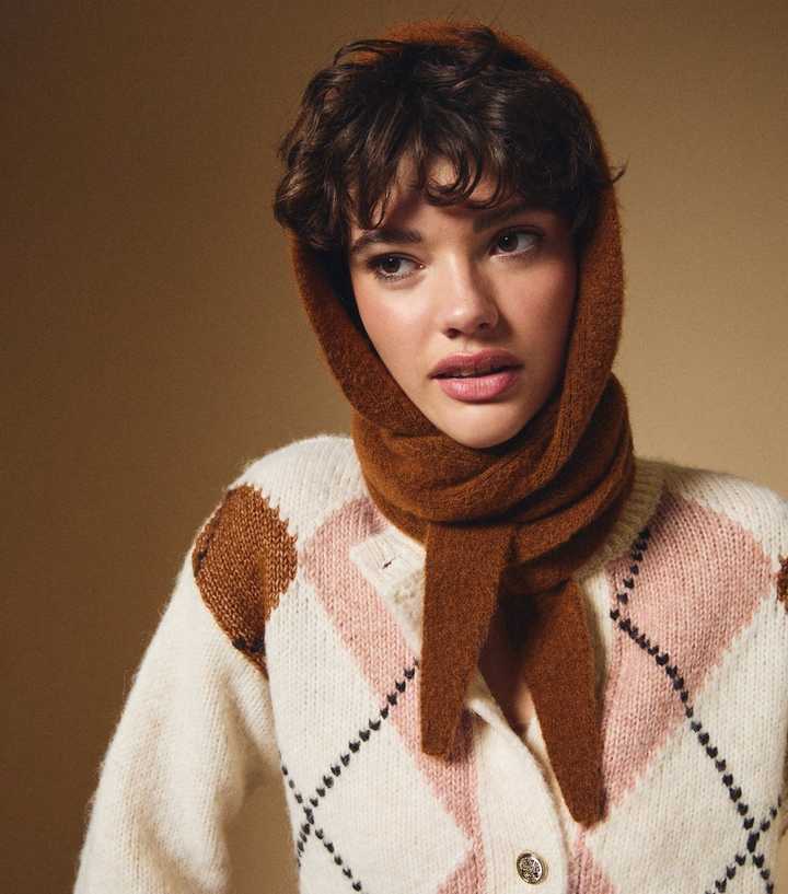 Brown Bonnet Hooded Scarf
