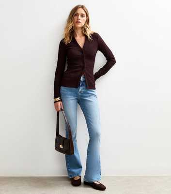 Blue Low Rise Flare Leg Denim Jeans