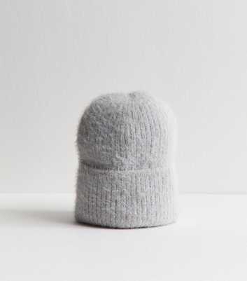 Grey Fluffy Knit Beanie