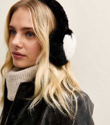 Black Faux Fur Heart Earmuff
