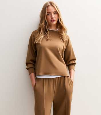 Premium Camel Oversized Crew Neck Sweatshirt