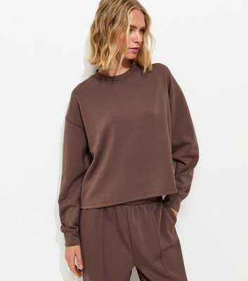 Premium Brown Oversized Crew Neck Sweatshirt