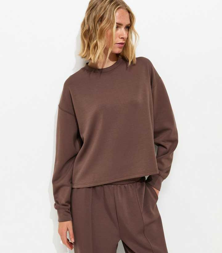 Premium Brown Oversized Crew Neck Sweatshirt
