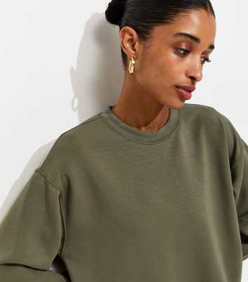 Premium Khaki Oversized Crew Neck Sweatshirt