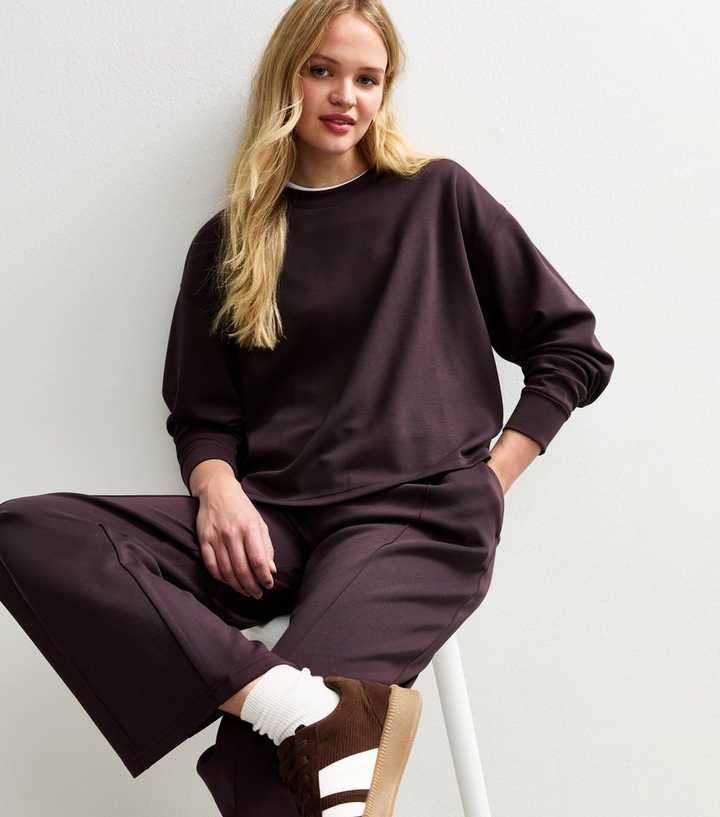 Premium Dark Burgundy Oversized Crew Neck Sweatshirt
