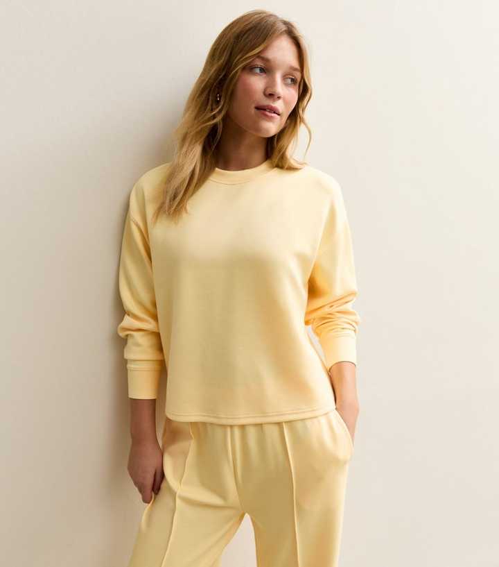 Premium Light Yellow Oversized Crew Neck Sweatshirt