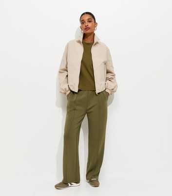 Premium Light Khaki Jersey Wide Leg Joggers