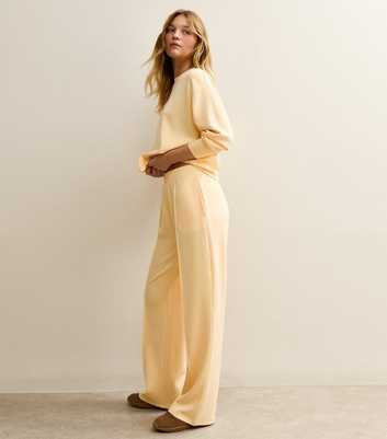 Premium Light Yellow Elasticated Waist Wide Leg Joggers