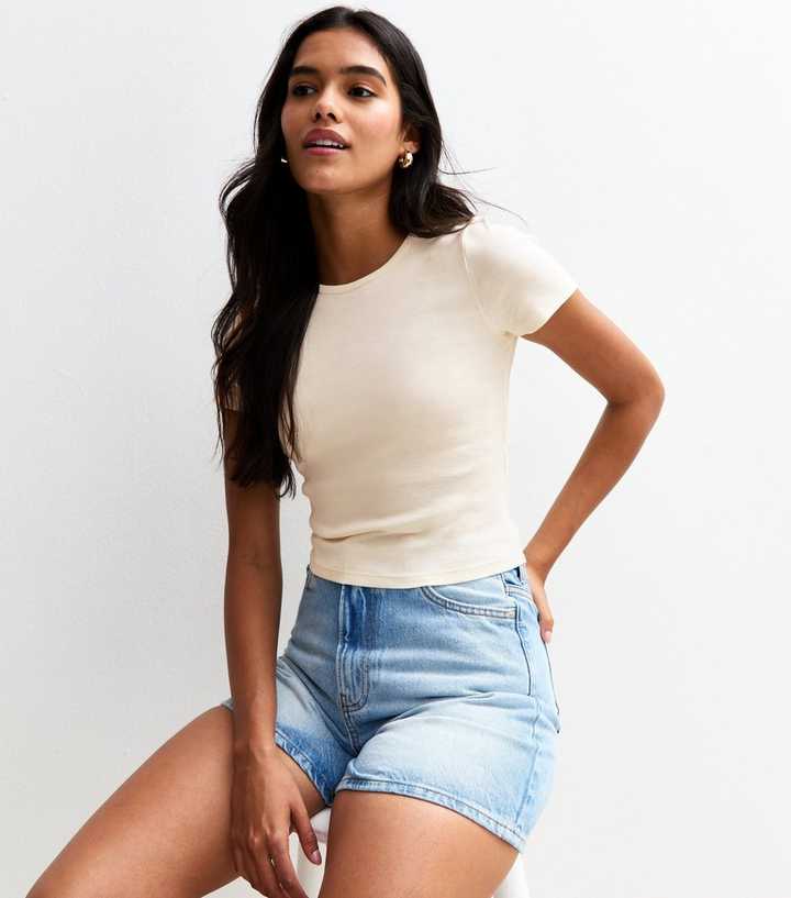Cream Short Sleeve Baby Tee T-Shirt