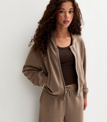 Girls Light Brown Zip Up Hoodie