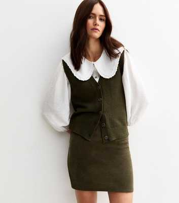 Dark Khaki Corduroy Tube Mini Skirt
