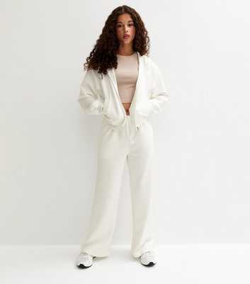 Girls Cream Wide Leg Joggers