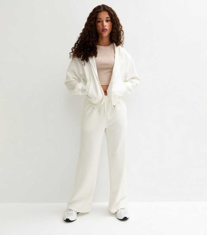 Girls Cream Wide Leg Joggers