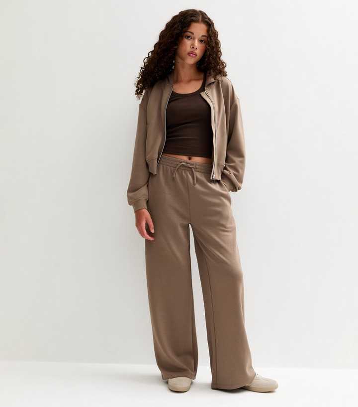 Girls Light Brown Wide Leg Joggers
