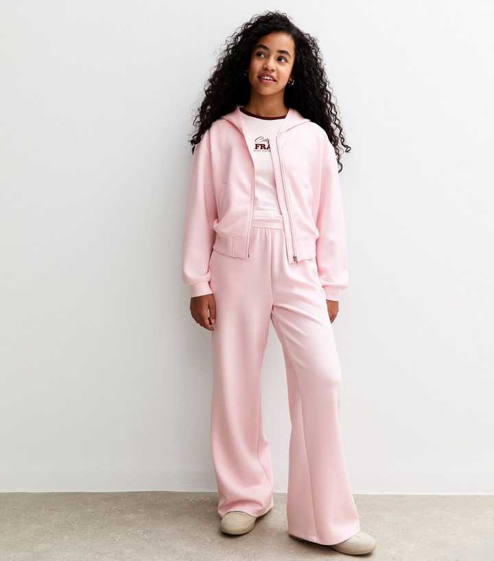Girls Light Pink Wide Leg Joggers
