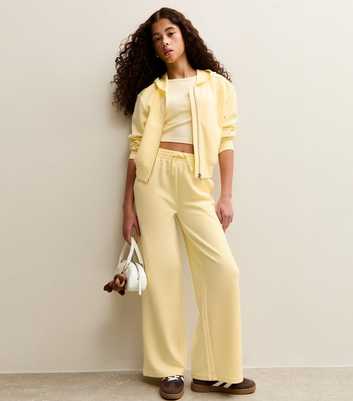 Girls Light Yellow Wide Leg Joggers