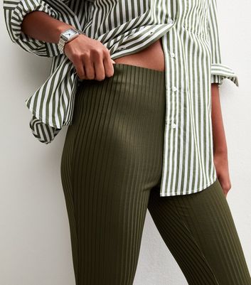 THE RERACS】THE EASY SLACKS FLARE(KHAKI) Khaki Ribbed Jersey