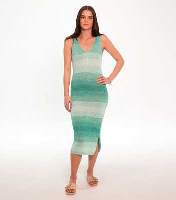 Sunshine Soul Turquoise Graduated Knitted Midi Dress