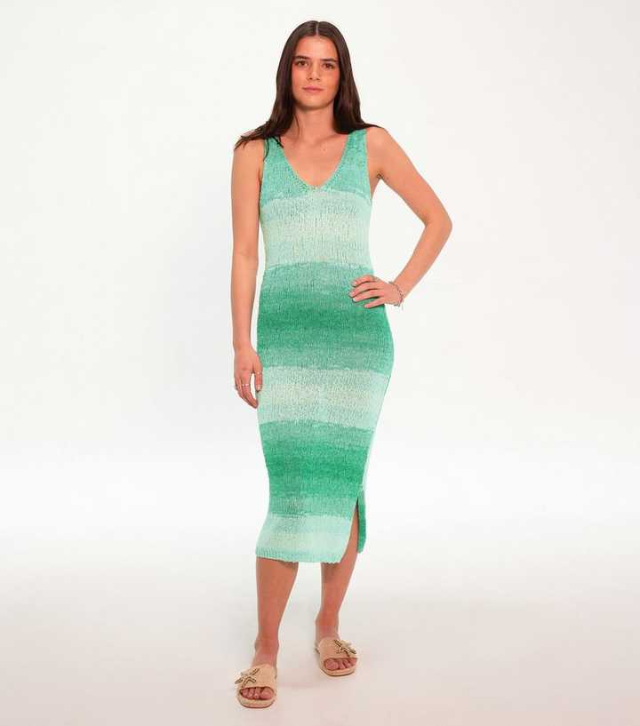 Sunshine Soul Turquoise Graduated Knitted Midi Dress