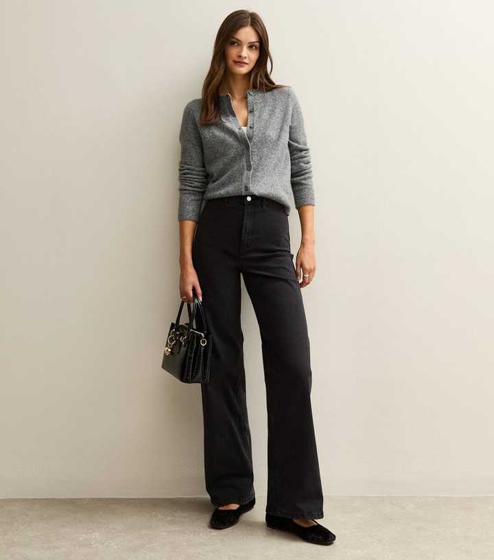Tall Black Stretch Wide Leg Jeans