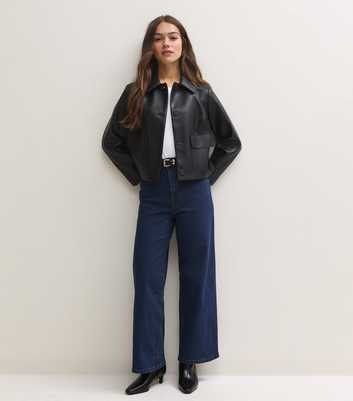 Petite Blue Stretch Wide Leg Jeans