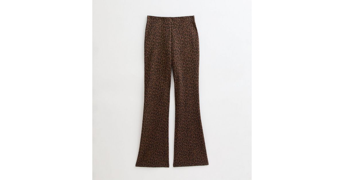 Brown Leopard Print Flared Trousers | New Look