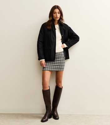 Tall Black Check Tube Mini Skirt
