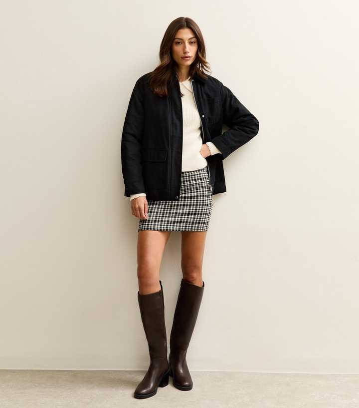 Tall Black Check Tube Mini Skirt