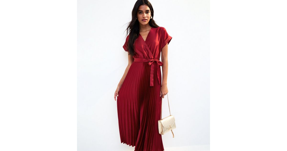 red satin wrap midi dress Dark Burgundy Dress - Satin Dress - Satin Wrap Dress - Midi Dress