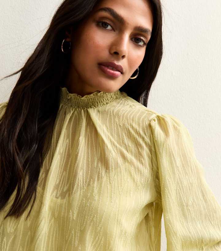 Light Green Burnout Chiffon Blouse