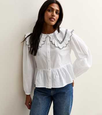 White Contrast Stitching Shirt