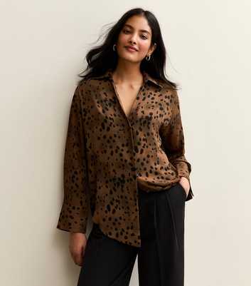 Brown Spot Print Shirt
