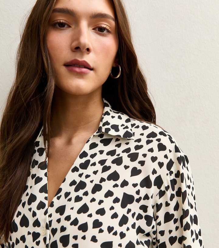 Black and White Heart Print Shirt