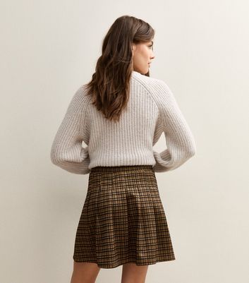 Brown Check Pattern Pleated Mini Skirt | New Look