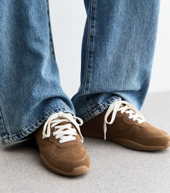 Tan Suede Lace Up Trainers