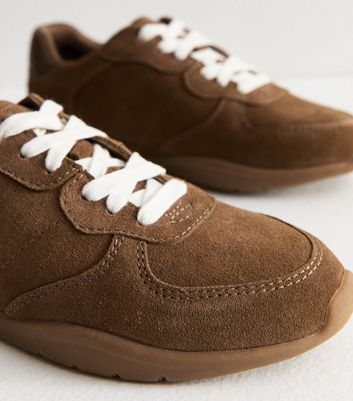 Tan Suede Lace Up Trainers | New Look