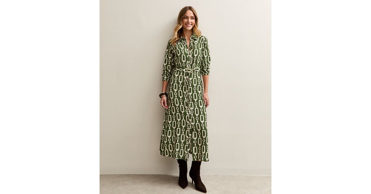 new look green shirt dress Shirt Dress New Style Linen main image 0