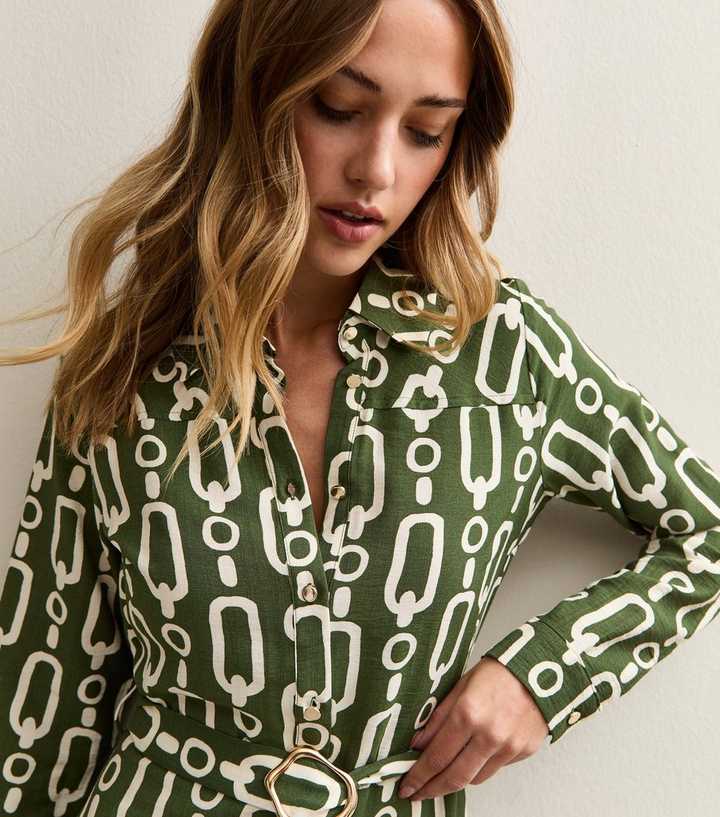 Green Graphic Print Midi Shirt Dress | New Look Green Graphic Print Midi Shirt Dress | New Look