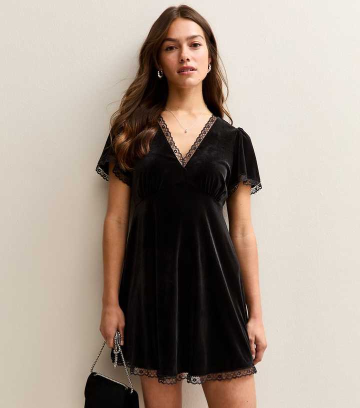 Petite Velvet Lace Tea Mini Dress