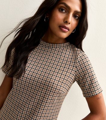 Brown Checked Pocket Detail Mini Dress | New Look