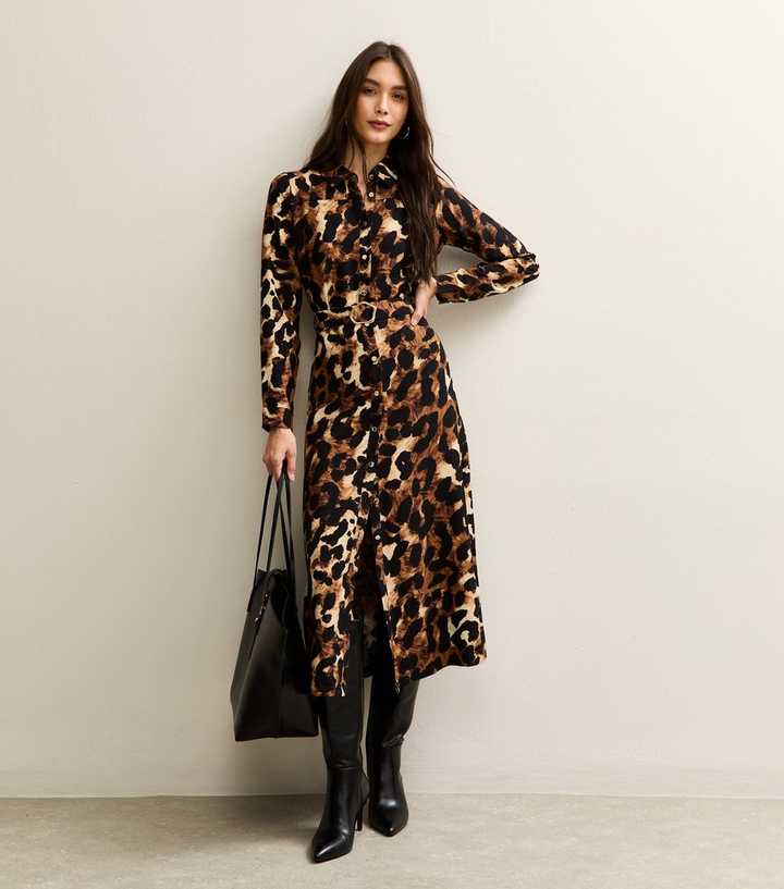 beige brown leopard print dress with sleeves Diane von Furstenberg main image 0