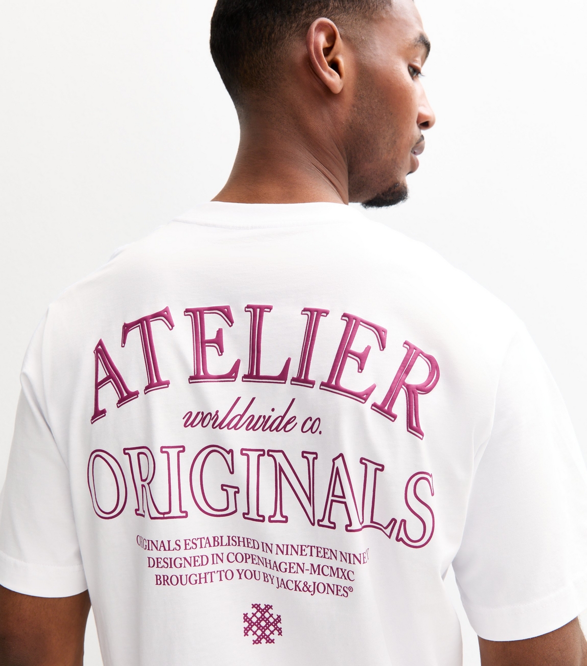 Men's White Atelier Slogan Print T-Shirt Jack & Jones New Look