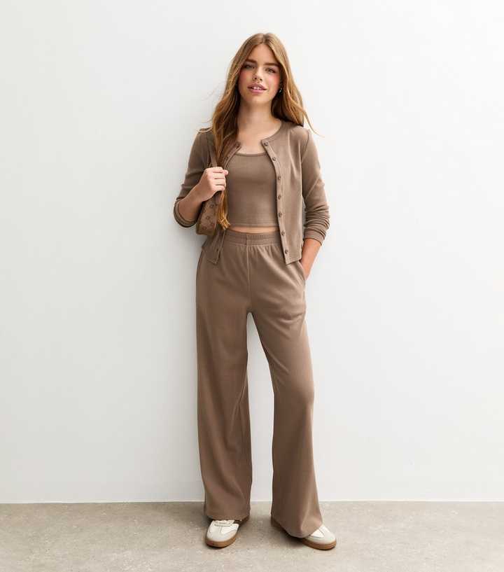 Girls Stone Wide Leg Joggers