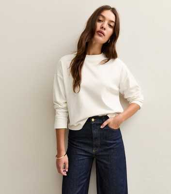 Premium Off White Cotton Long Sleeve T-Shirt
