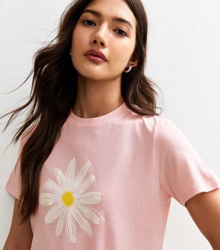 Pink Daisy Print T-Shirt